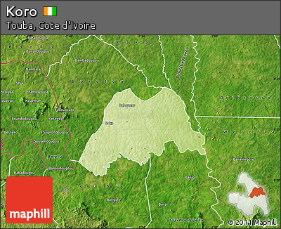 Physical Map of Koro, satellite outside