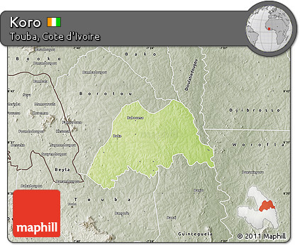 Physical Map of Koro, semi-desaturated