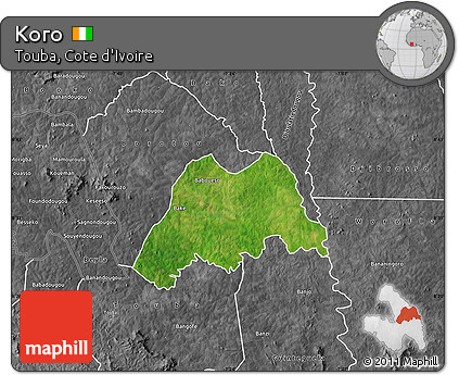 Satellite Map of Koro, desaturated