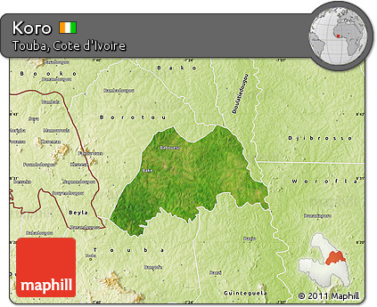 Satellite Map of Koro, physical outside
