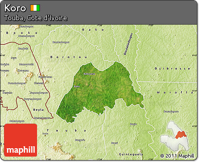 Satellite Map of Koro, physical outside