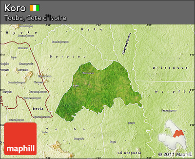 Satellite Map of Koro, physical outside