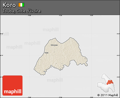 Shaded Relief Map of Koro, single color outside