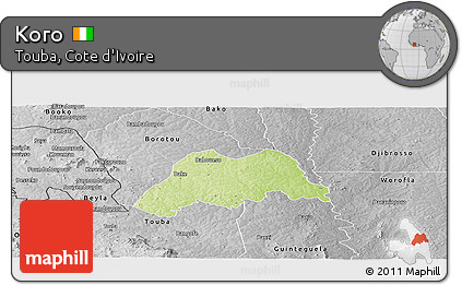 Physical Panoramic Map of Koro, desaturated