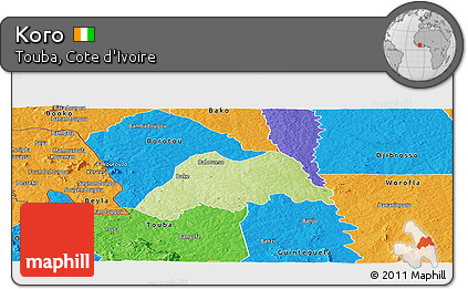 Physical Panoramic Map of Koro, political outside