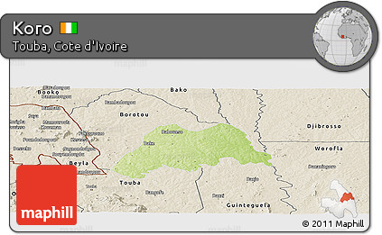 Physical Panoramic Map of Koro, shaded relief outside
