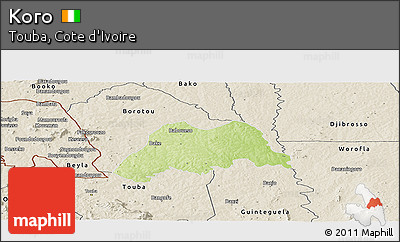 Physical Panoramic Map of Koro, shaded relief outside