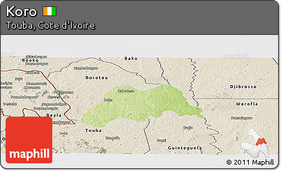 Physical Panoramic Map of Koro, shaded relief outside