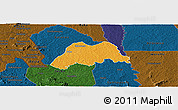 Political Panoramic Map of Koro, darken