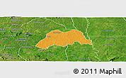Political Panoramic Map of Koro, satellite outside