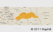 Political Panoramic Map of Koro, shaded relief outside