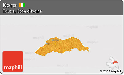 Political Panoramic Map of Koro, single color outside