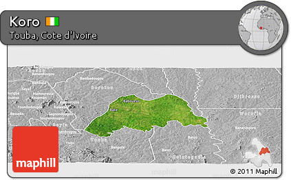 Satellite Panoramic Map of Koro, lighten, desaturated