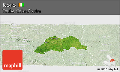 Satellite Panoramic Map of Koro, lighten