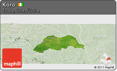 Satellite Panoramic Map of Koro, lighten