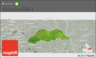 Satellite Panoramic Map of Koro, lighten, semi-desaturated