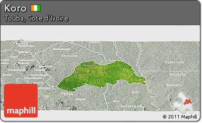 Satellite Panoramic Map of Koro, lighten, semi-desaturated