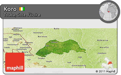 Satellite Panoramic Map of Koro, physical outside