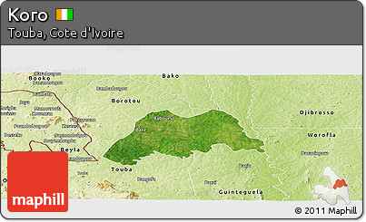 Satellite Panoramic Map of Koro, physical outside
