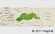 Satellite Panoramic Map of Koro, shaded relief outside