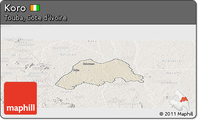Shaded Relief Panoramic Map of Koro, lighten