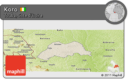 Shaded Relief Panoramic Map of Koro, physical outside