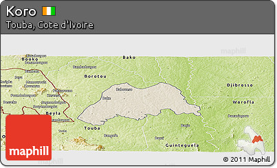 Shaded Relief Panoramic Map of Koro, physical outside