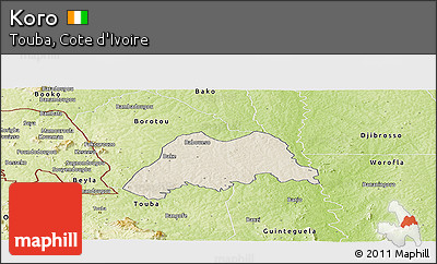 Shaded Relief Panoramic Map of Koro, physical outside