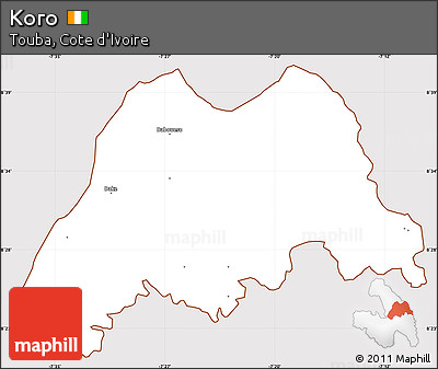 Classic Style Simple Map of Koro, cropped outside