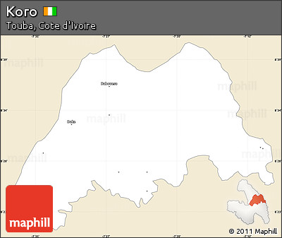 Classic Style Simple Map of Koro, single color outside