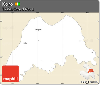 Classic Style Simple Map of Koro, single color outside
