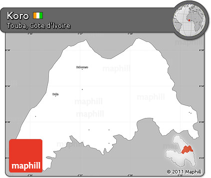 Gray Simple Map of Koro, single color outside