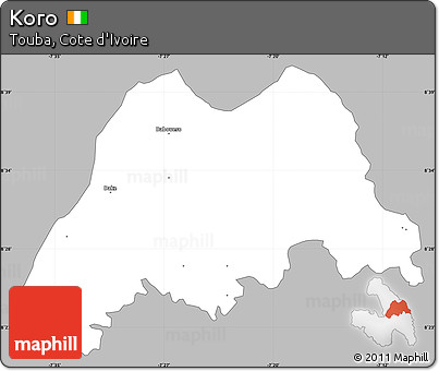 Gray Simple Map of Koro, single color outside