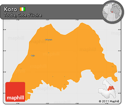 Political Simple Map of Koro, single color outside