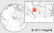 Blank Location Map of Touba, within the entire country