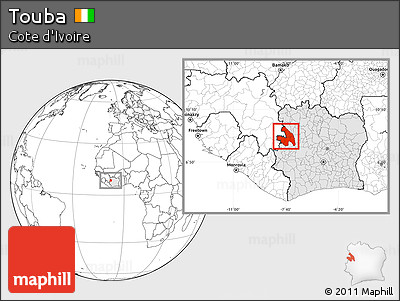 Blank Location Map of Touba, highlighted country