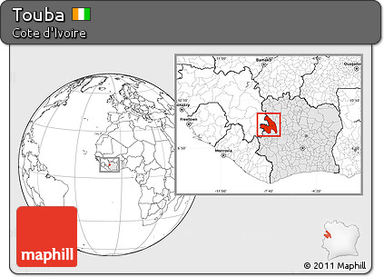 Blank Location Map of Touba, highlighted country