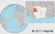 Gray Location Map of Touba, highlighted country, within the entire country