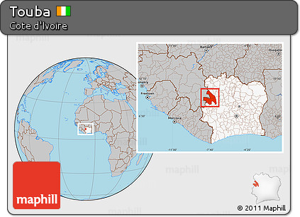 Gray Location Map of Touba, highlighted country