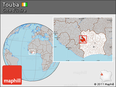 Gray Location Map of Touba, highlighted country