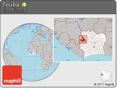Gray Location Map of Touba, highlighted country