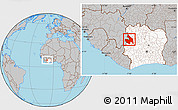 Gray Location Map of Touba, highlighted country