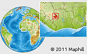 Physical Location Map of Touba, within the entire country