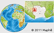 Physical Location Map of Touba, highlighted country, within the entire country