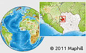 Physical Location Map of Touba, highlighted country