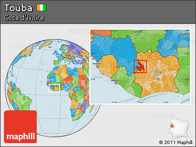 Political Location Map of Touba