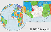 Political Location Map of Touba, highlighted country, within the entire country