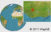 Satellite Location Map of Touba, within the entire country