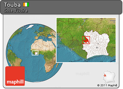 Satellite Location Map of Touba, highlighted country