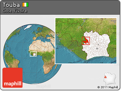Satellite Location Map of Touba, highlighted country